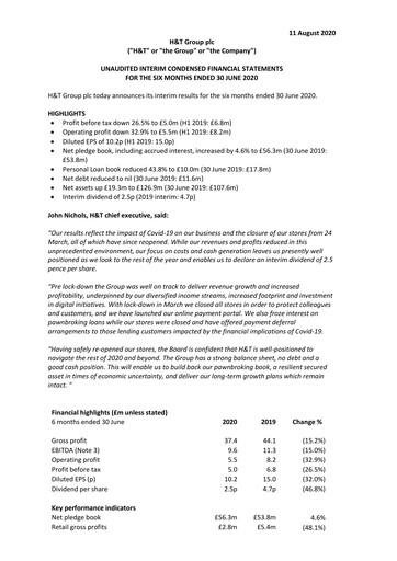 Thumbnail H&T Group plc Half-year Report 2020-h1