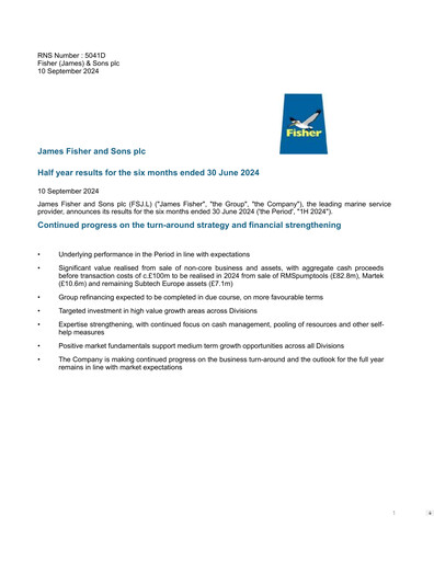 Thumbnail James Fisher and Sons Half-year Report 2024-h1