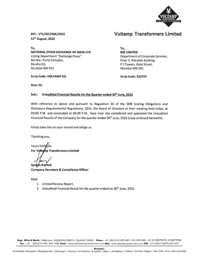 Thumbnail Voltamp Transformers
 Quarterly Report 2022-q2