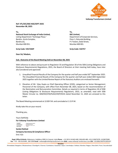 Thumbnail Voltamp Transformers
 Quarterly Report 2025-q3