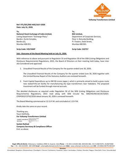 Thumbnail Voltamp Transformers
 Quarterly Report 2026-q2