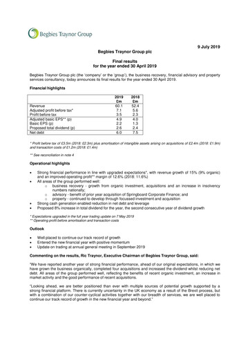 Thumbnail Begbies Traynor Group Financial Report 2019