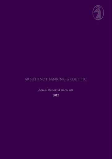 Vorschaubild Arbuthnot Banking Group Jahresbericht 2012