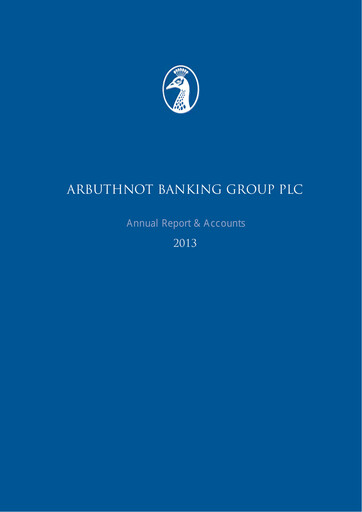 Vorschaubild Arbuthnot Banking Group Jahresbericht 2013