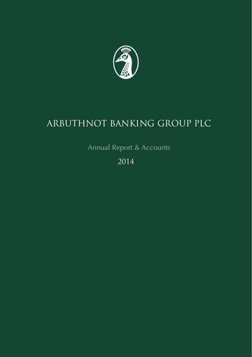 Vorschaubild Arbuthnot Banking Group Jahresbericht 2014