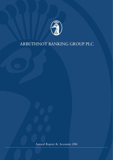 Vorschaubild Arbuthnot Banking Group Jahresbericht 2016