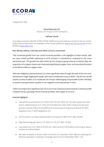 Thumbnail Ecora Resources Half-year Report 2025-h1