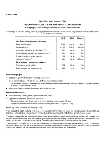 Thumbnail Eurocell Financial Report 2017