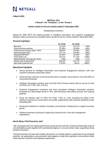 Thumbnail Netcall Half-year Report fy2023