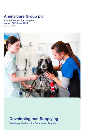 Miniature Animalcare Group Rapport annuel 2012
