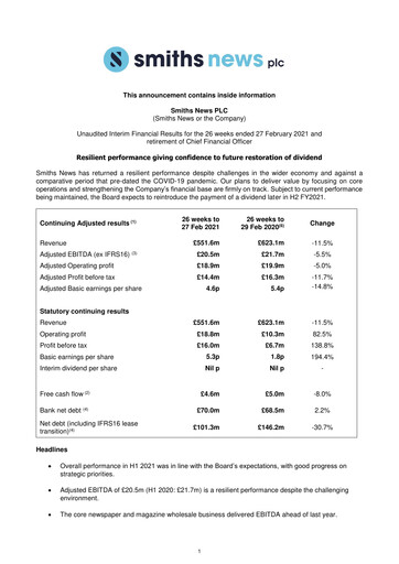 Miniature Smiths News Rapport semestriel 2021-h1