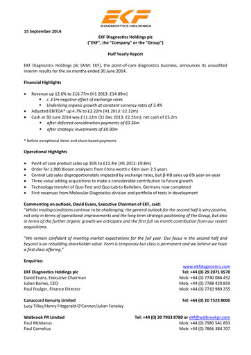 Thumbnail EKF Diagnostics Half-year Report 2014-h1