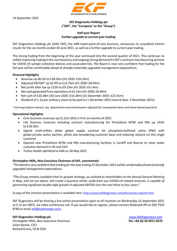 Thumbnail EKF Diagnostics Half-year Report 2021-h1