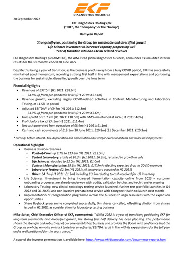 Thumbnail EKF Diagnostics Half-year Report 2022-h1