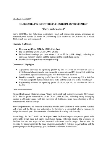 Thumbnail Carr's Group Half-year Report 2009-h1