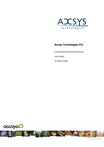 Thumbnail Accsys Technologies Annual Report 2006