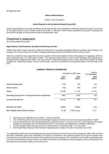 Thumbnail Helios Underwriting Half-year Report 2021-h1