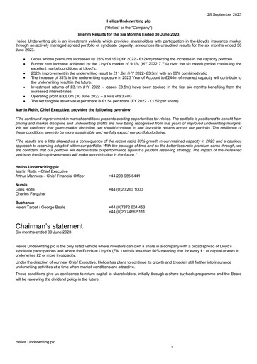 Thumbnail Helios Underwriting Half-year Report 2023-h1