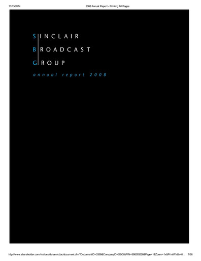 Thumbnail Sinclair, Inc. Annual Report 2008