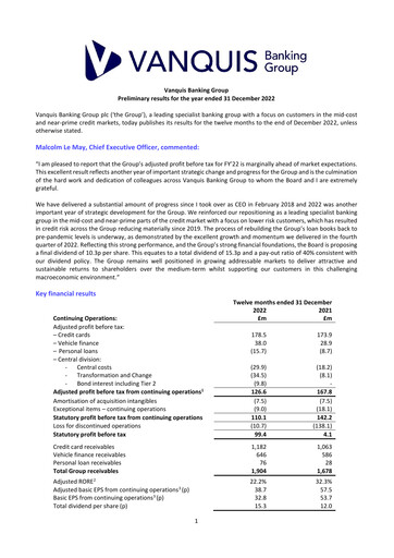 Thumbnail Vanquis Banking Group Financial Report 2022