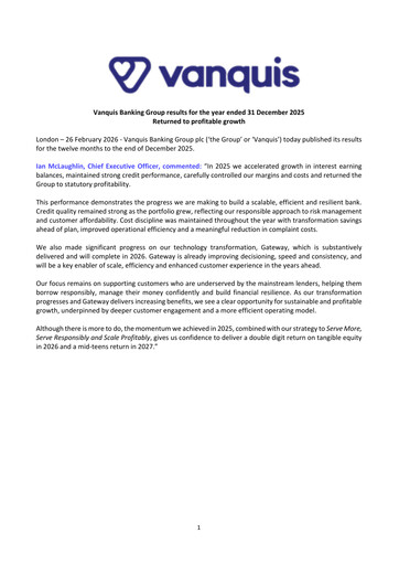 Miniature Vanquis Banking Group Rapport financier 2025