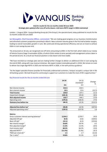 Thumbnail Vanquis Banking Group Half-year Report 2024-h1