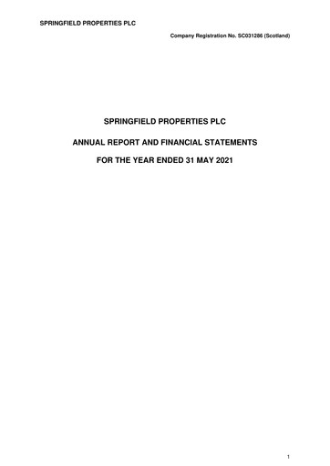 Thumbnail Springfield Properties Annual Report 2021