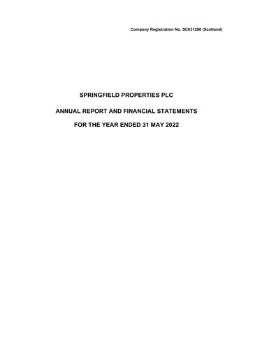 Thumbnail Springfield Properties Annual Report 2022