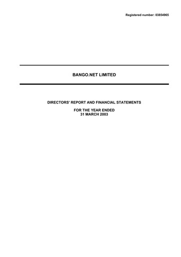 Miniature Bango Bilan financier 2003