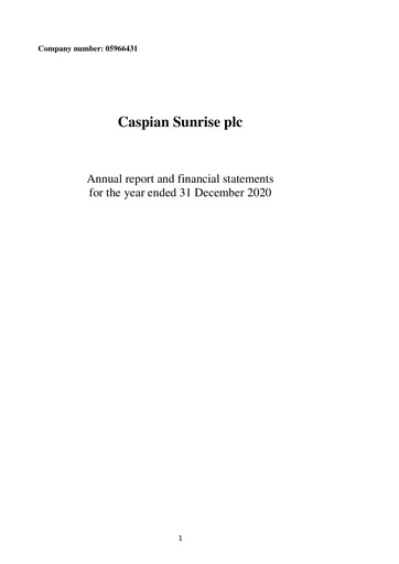Thumbnail Caspian Sunrise Annual Report 2020