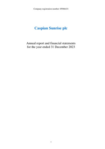 Thumbnail Caspian Sunrise Annual Report 2023