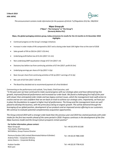 Thumbnail Mpac Group Financial Report 2018