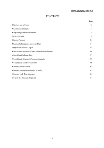 Thumbnail Metals Exploration Annual Report 2016