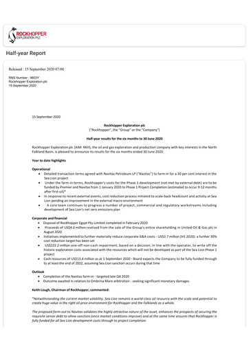 Vorschaubild Rockhopper Exploration Halbjahresbericht 2020-h1