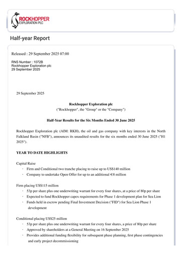 Vorschaubild Rockhopper Exploration Halbjahresbericht 2025-h1