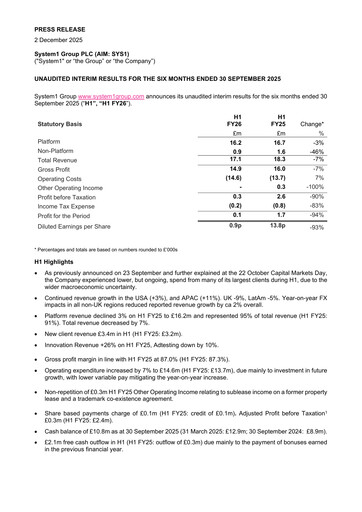 Thumbnail System1 Group Half-year Report fy2026-h1