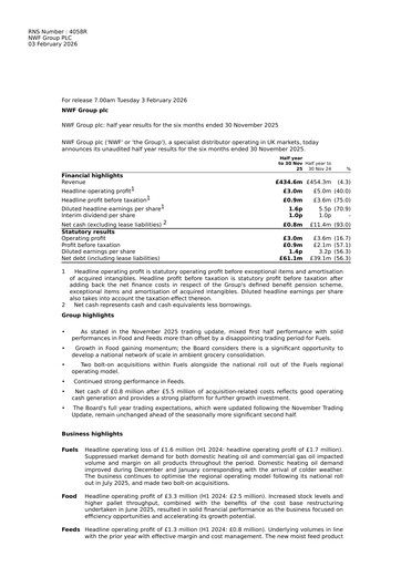 Thumbnail NWF Group plc Half-year Report 2025-2026-h1
