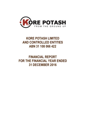 Thumbnail Kore Potash plc Annual Report 2016