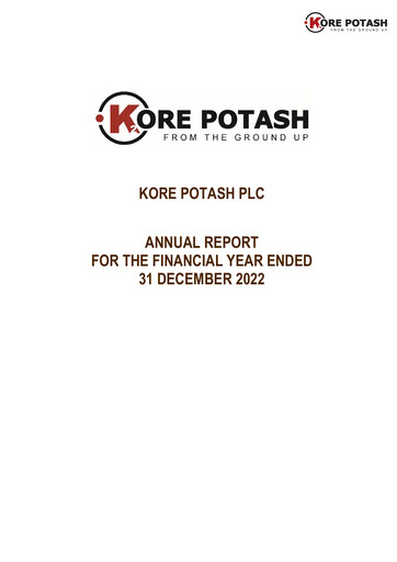 Thumbnail Kore Potash plc Annual Report 2022