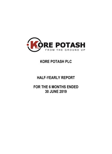 Thumbnail Kore Potash plc Half-year Report 2019-h1