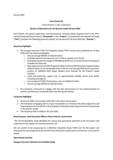 Thumbnail Kore Potash plc Quarterly Report 2020-q2