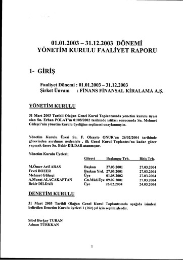 Thumbnail QNB Finans Finansal Kiralama (QNB Finansleasing) Annual Report 2003