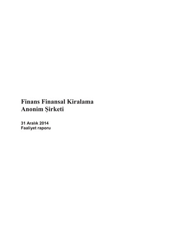 Thumbnail QNB Finans Finansal Kiralama (QNB Finansleasing) Annual Report 2014