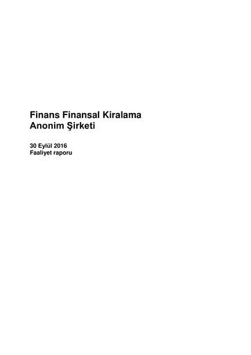Thumbnail QNB Finans Finansal Kiralama (QNB Finansleasing) Quarterly Report 2016-q3