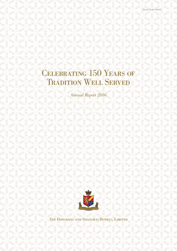 Thumbnail Hongkong and Shanghai Hotels Annual Report 2016