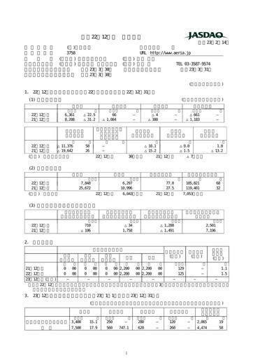 Thumbnail Aeria Financial Statement fy2010