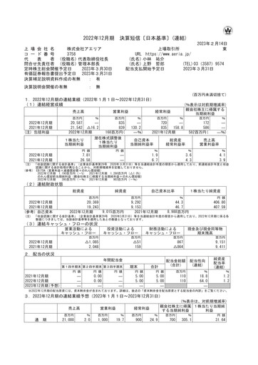 Thumbnail Aeria Financial Statement fy2022