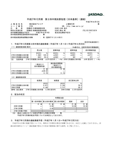 Thumbnail Aeria Quarterly Report fy2015-q2
