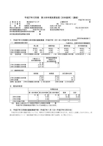 Thumbnail Aeria Quarterly Report fy2015-q3