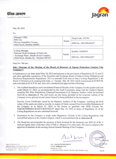 Vorschaubild Jagran Prakashan Quartalsbericht 2023-q4
